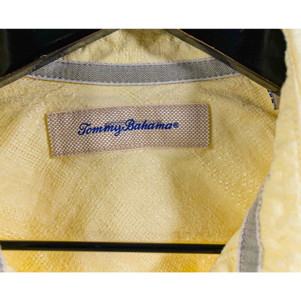 Tommy Bahama Monte Carlo 100% Linen Shirt Yellow Mens Small Button Up