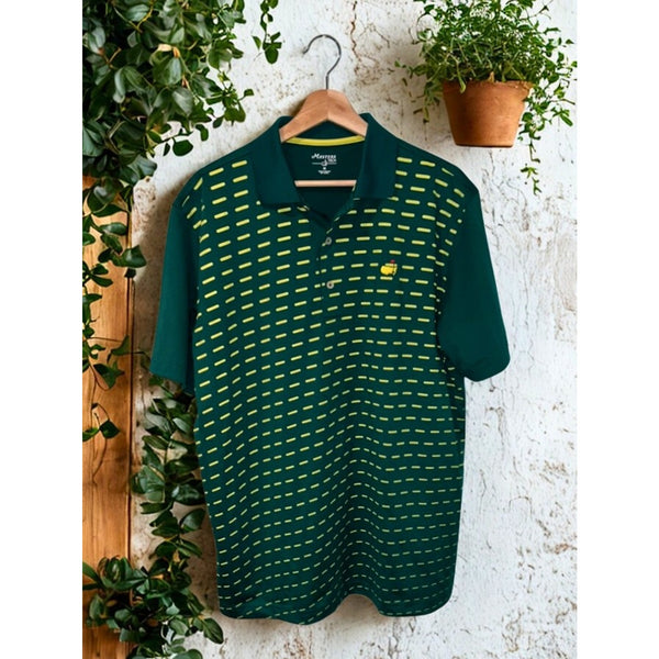 Augusta National Masters Tech Golf Polo Green Yellow Sz M EUC