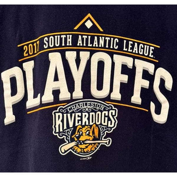 Charleston RiverDogs 2017 Playoffs Shirt L EUC MiLB New York Yankees Prospects