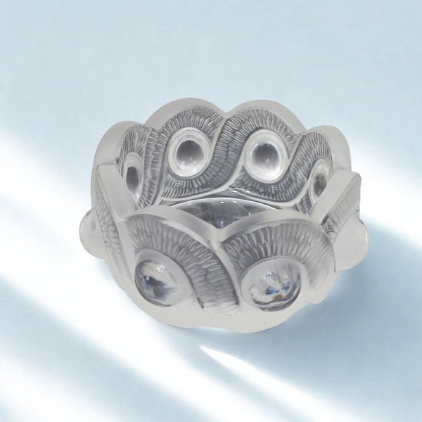 Lalique France Gao Crystal Ashtray Bowl Signed Frosted Glass Internal Crack VTG