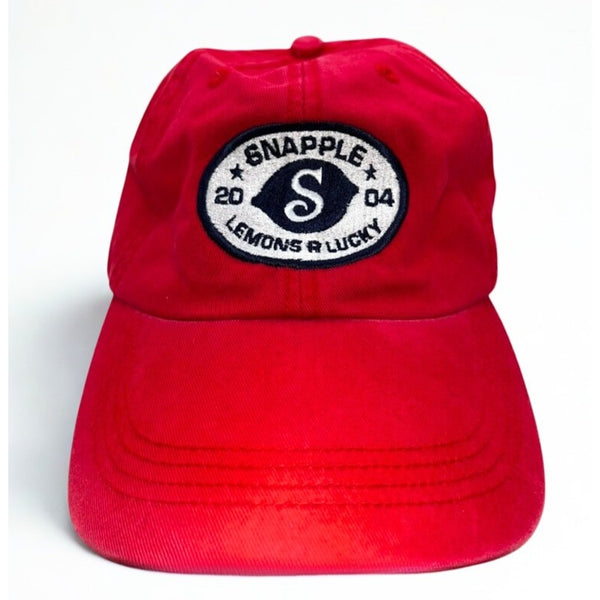 Snapple 2004 Lemons R Lucky Red Hat Adjustable Baseball Cap Buckle Strap Vtg