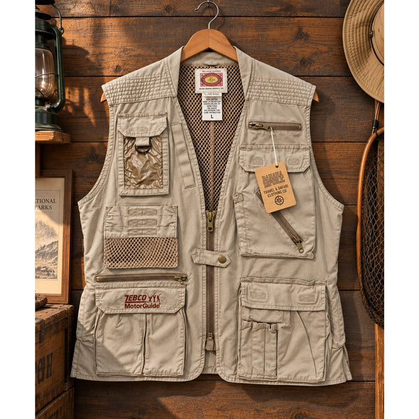 Banana Republic Safari Photojournalist Vest L ZEBCO MotorGuide Deadstock 80’s