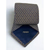 Fendi Cravatte Vintage Silk Tie Navy Gold All Over FF Logo Made in Italy EUC