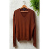 Polo Ralph Lauren Sweater Mens XL Brown Cable Knit V Neck Cotton Silk Preppy