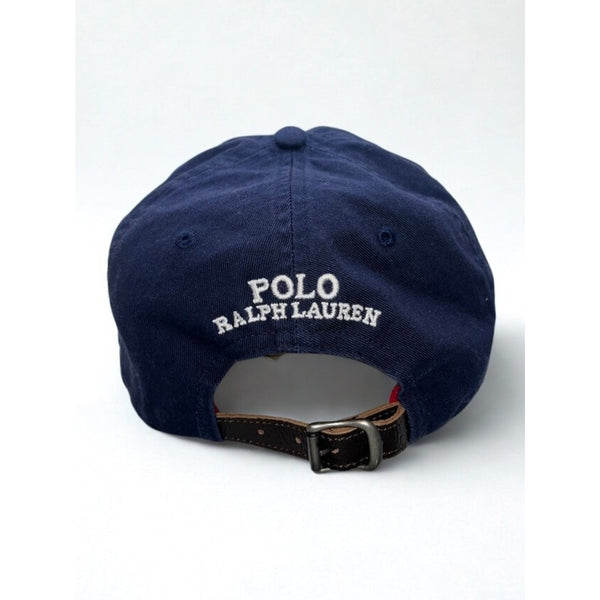 Polo Ralph Lauren Polo Bear Baseball Hat Navy Leather Strap Adjustable Rare
