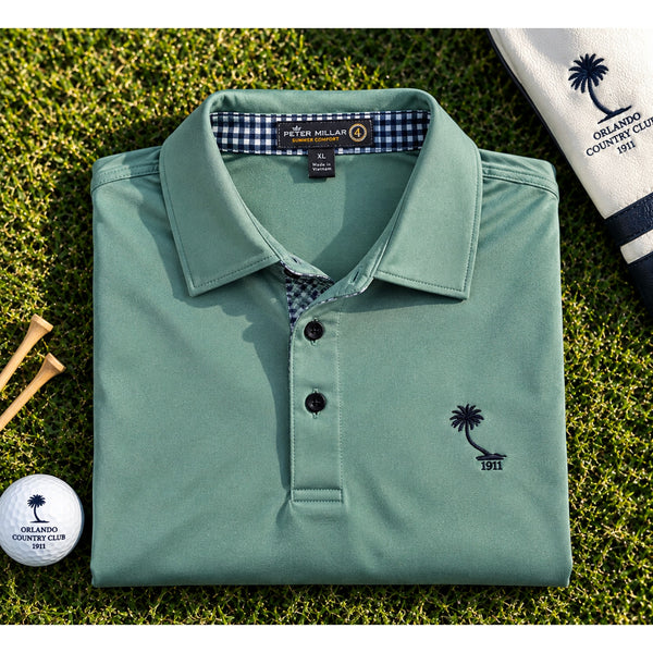Peter Millar Summer Comfort Orlando Country Club Golf Polo Sz. XL Green Stretch