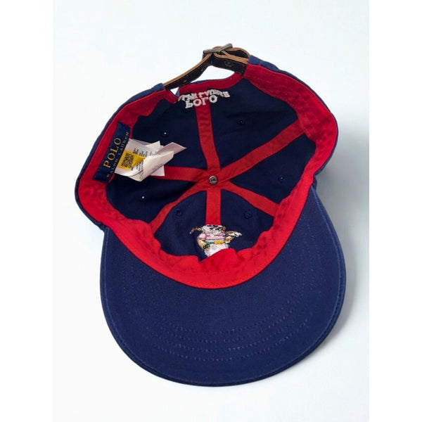 Polo Ralph Lauren Polo Bear Baseball Hat Navy Leather Strap Adjustable Rare