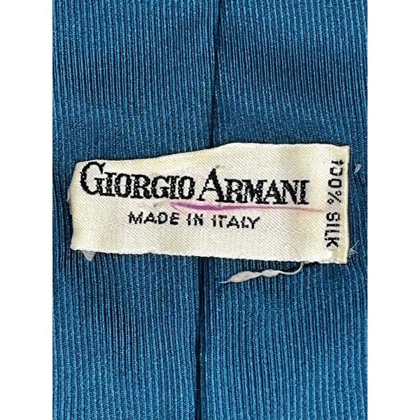 Giorgio Armani 100% Silk Tie Made in Italy Vintage Blue Geometric Pattern