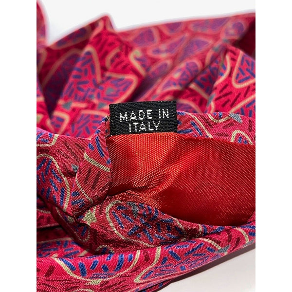 Yves Saint Laurent Vintage 80s Silk Tie Navy Red Geometric Italy Handmade Retro