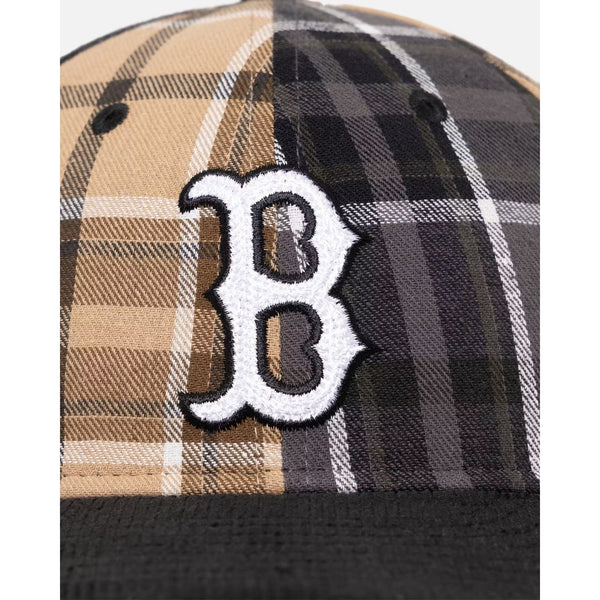 Boston Red Sox Multi Panel Plaid New Era 9FIFTY High Crown Strapback Hat NWT