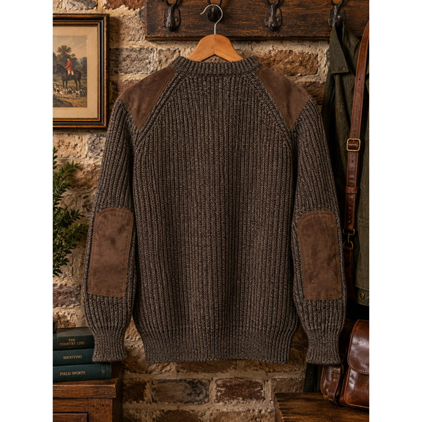 Polo Ralph Lauren Military Commando Shooting Jumper Wool Alpaca Leather Sz L