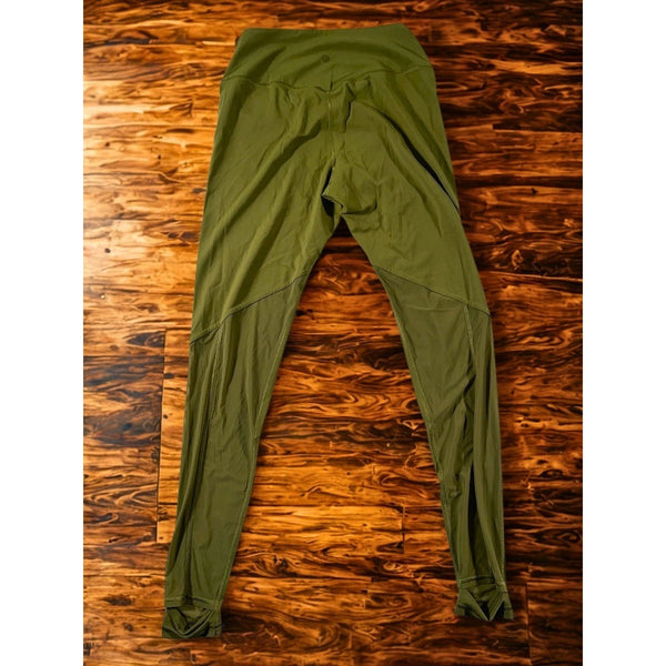 Lululemon Nulu Crisscross Mesh Stirrup Tight Green Leggings Sz 10 LW5ERXS