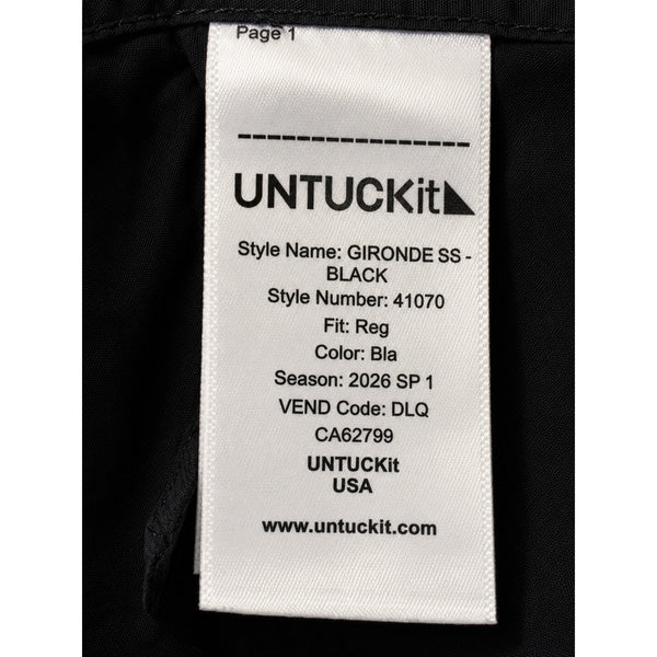UNTUCKit Gironde Performance Short Sleeve Shirt Black XL NWOT Stretch