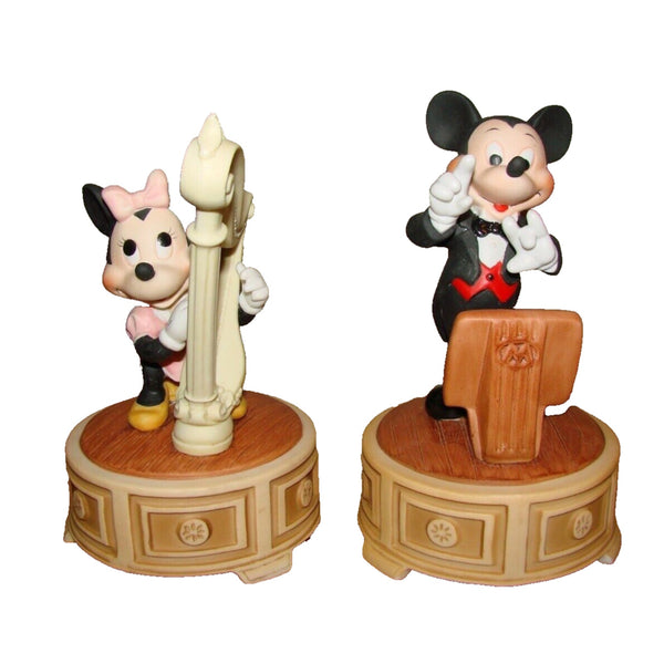 Walt Disney Productions Mickey & Minnie Wind Porcelain Musical Figurines Vintage