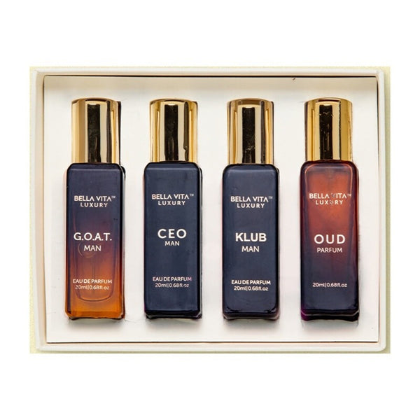 Bella Vita Luxury Men’s Perfume Gift Set 4x20ml CEO GOAT KLUB OUD NIB Sealed