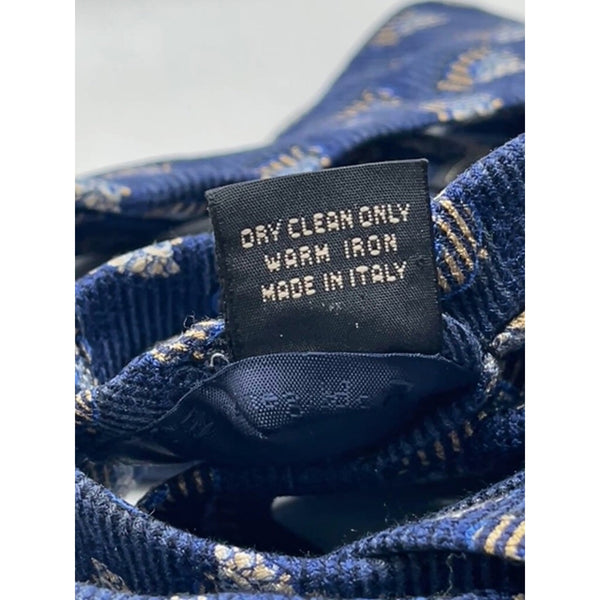 Ermenegildo Zegna 100% Silk Tie Navy Blue Diamond Medallion Italy Luxury
