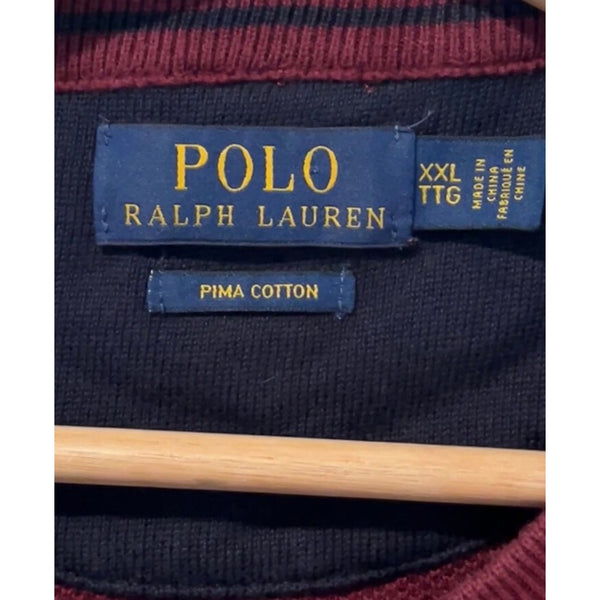 Polo Ralph Lauren Sweater 2XL Red Wine Pima Cotton Knit Crewneck Long Sleeve