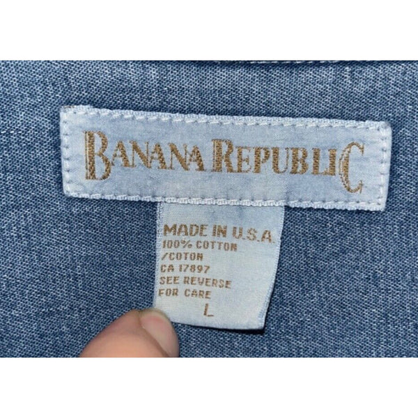 Banana Republic Shirt Mens Large Blue Denim Jean Pocket 90s Y2K USA VTG