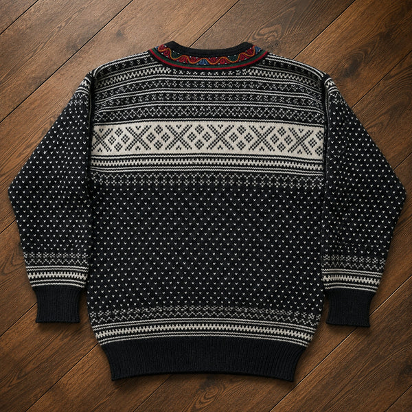 Dale of Norway Setesdal Lusekofte Pullover Sweater Sz. M Black White 100% Wool