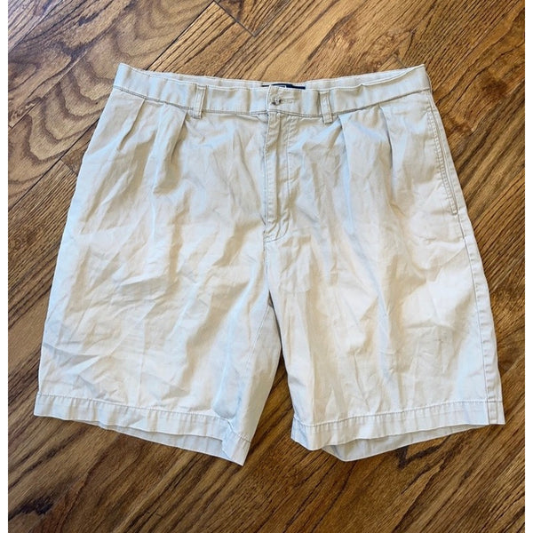 Polo Ralph Lauren Tyler Shorts Mens 36 Beige Pleated Chino Vintage Preppy 9"