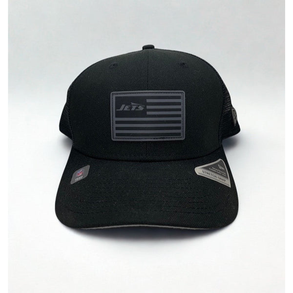 New York Jets New Era 9SEVENTY NFL USA Flag Black Stretch Snap Trucker Hat NWT