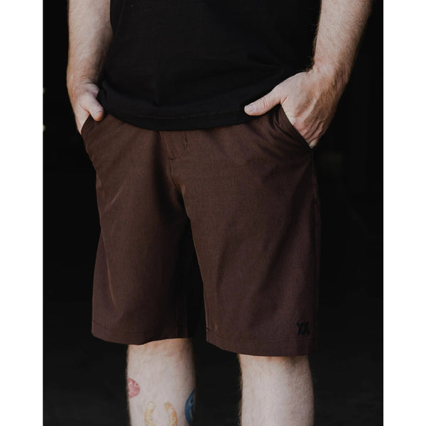 Dixxon Hybrid Shorts Mens 38 Brown Poly Spandex Lightweight Wicking NWOT 10"