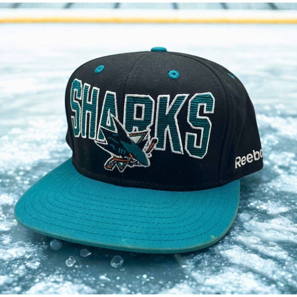 San Jose Sharks Reebok Snapback Hat NHL Vintage Teal Black OSFM New Retro Cap