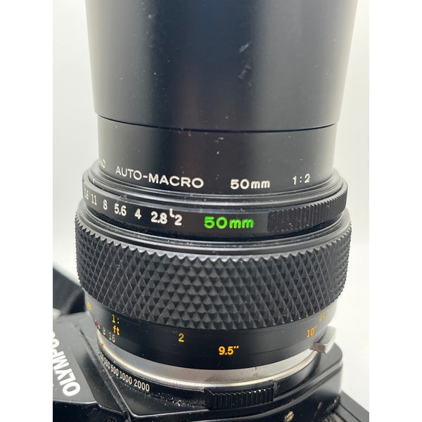 Olympus OM-4 Camera Zuiko 50mm f/2 Macro B-300 Converter F280 Flash Bundle