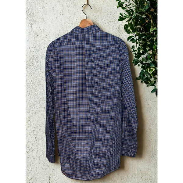 Polo Ralph Lauren Shirt L Slim Fit Check 100% Cotton Stretch Pony Logo