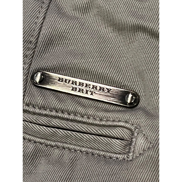 Burberry Brit Sz 38 Grey Chino Shorts Cotton Linen EUC