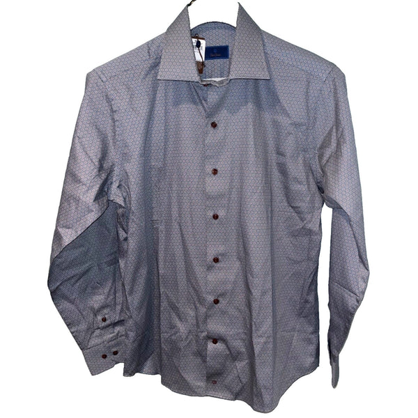 David Donahue Petrol Micro Geometric Sport Shirt Men's M NWT MSRP $165