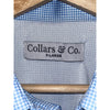 Collars & Co XL Blue Micro Check Performance Polo Dress Collar Golf Shirt EUC