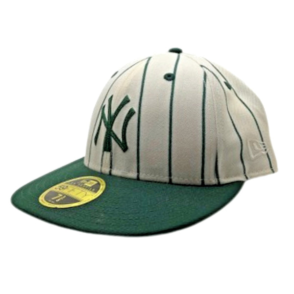 New York Yankees 59FIFTY MLB Cap Hat Oatmeal Green Striped Unisex Sz. 7 3/8 RARE