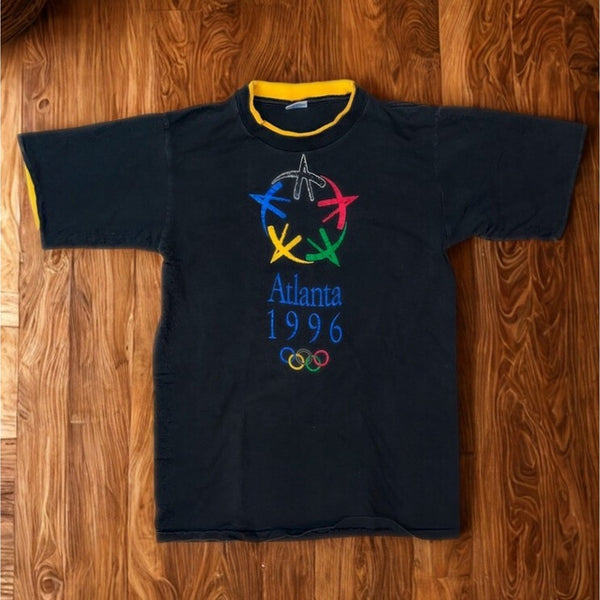 Atlanta 1996 Olympics Salem Sportswear T Shirt Black Mens L Vintage USA
