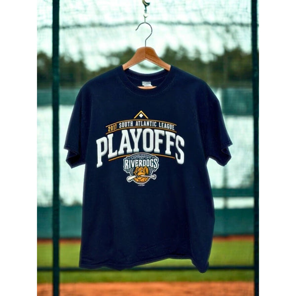 Charleston RiverDogs 2017 Playoffs Shirt L EUC MiLB New York Yankees Prospects
