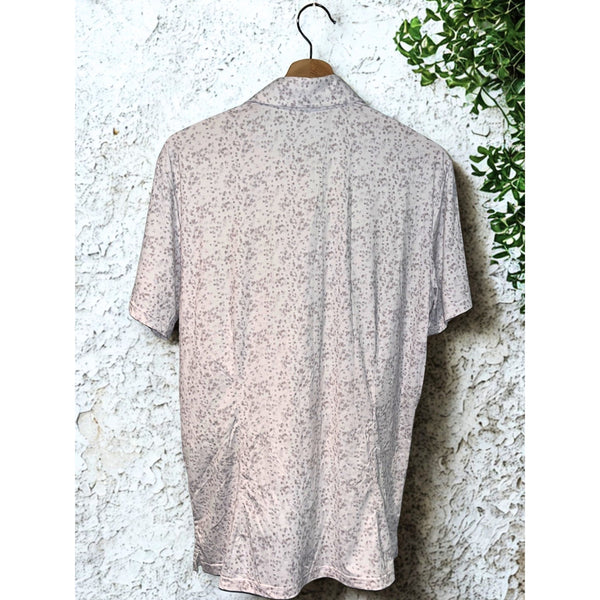 State & Liberty Polo Shirt Sz. M Gray Geometric Dot Stretch Performance Golf
