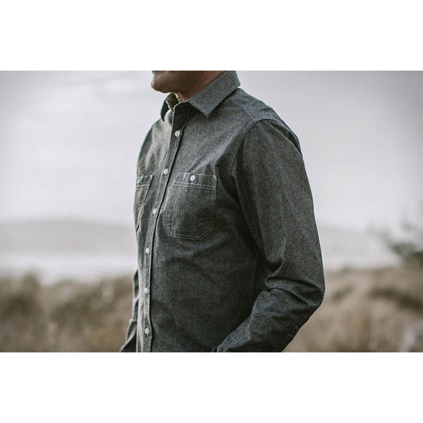 Taylor Stitch California Work Shirt Sz. 40 Charcoal Chambray Organic Cotton NWOT