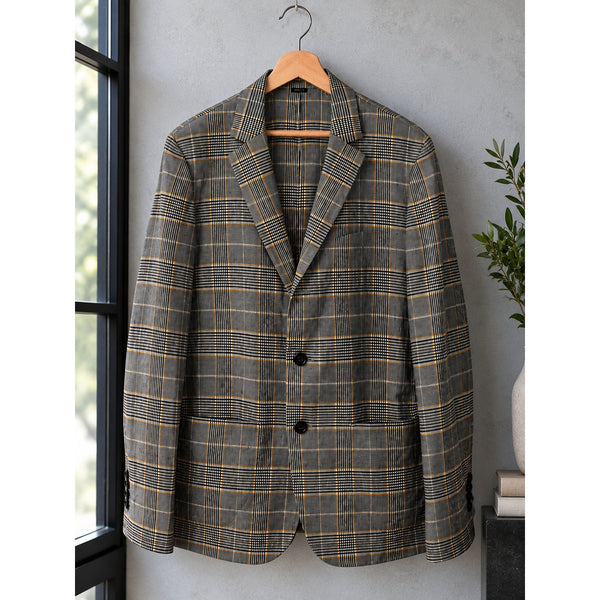 J. Peterman Plaid Linen Solotex Blazer Sport Coat Jacket Men's 42R NWOT