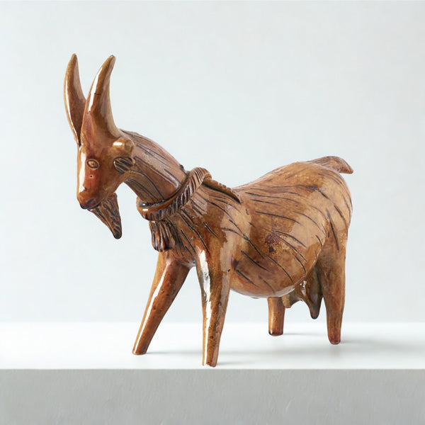 Rosa Ramalho Portugal Folk Art Pregnant Goat Ceramic Sculpture Signed Vintage