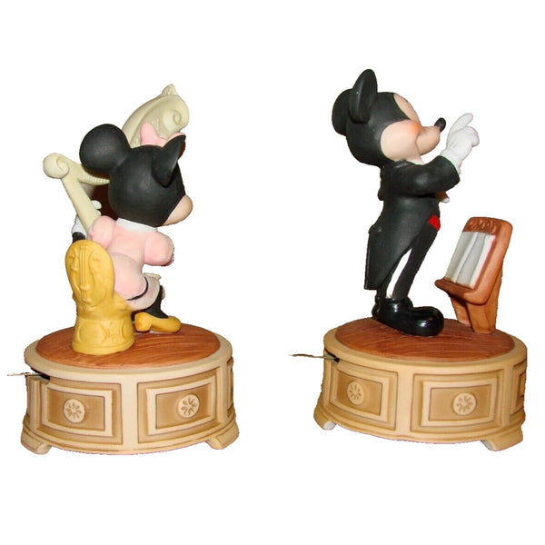 Walt Disney Productions Mickey & Minnie Wind Porcelain Musical Figurines Vintage