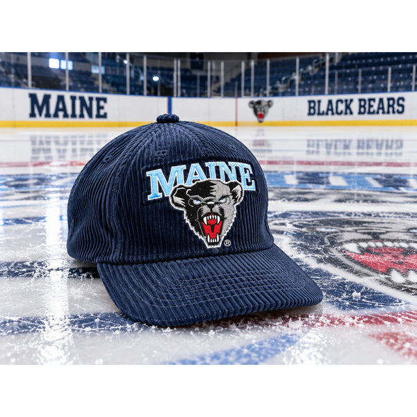 University of Maine Black Bears Celly Hockey Co Corduroy Snapback Hat Cap Navy