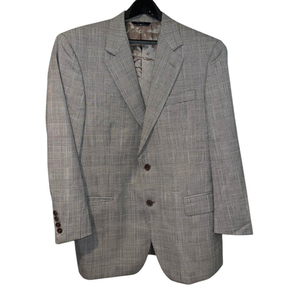 Brooks Brothers Gray Blue Plaid Wool Blazer Sport Coat Mens 40R Made In Italy