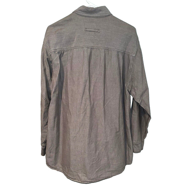 Woolrich Men's Button Up Long Sleeve Shirt Olive Sz. L 100% Cotton 703