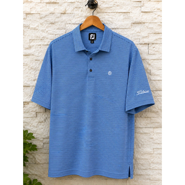 Team Titleist Tour Issued FootJoy Golf Polo Men's L Blue Stripe Rare TT Logo