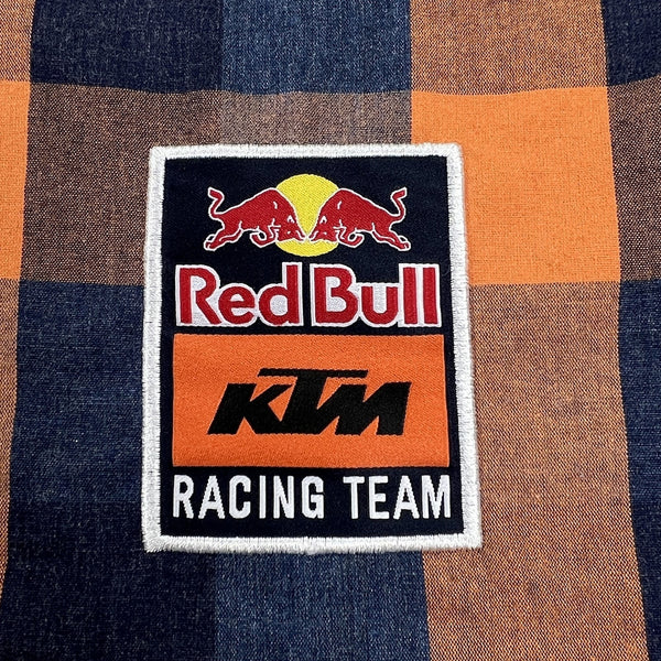 Red Bull KTM Racing Team Flannel Shirt 2XL Orange Plaid Button Up NWOT Moto