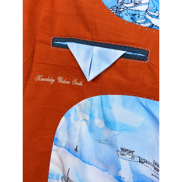 Robert Graham Linen Blend Blazer Sport Coat Jacket Orange Classic Fit Sz 42 NWOT