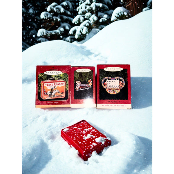 Hallmark Keepsake Ornaments Wheel Of Fortune, Hershey's & Lone Ranger Lot Of 3