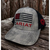 Ariat USA Flag Trucker Hat Heather Gray Black Mesh Snapback Cap A300014206