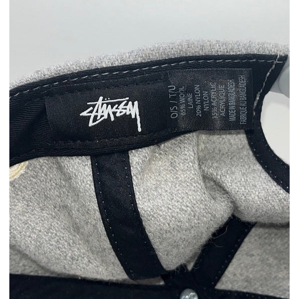 Stussy Wool Snapback Hat Cap Gray Purple Undervisor Big Logo Rare Streetwear
