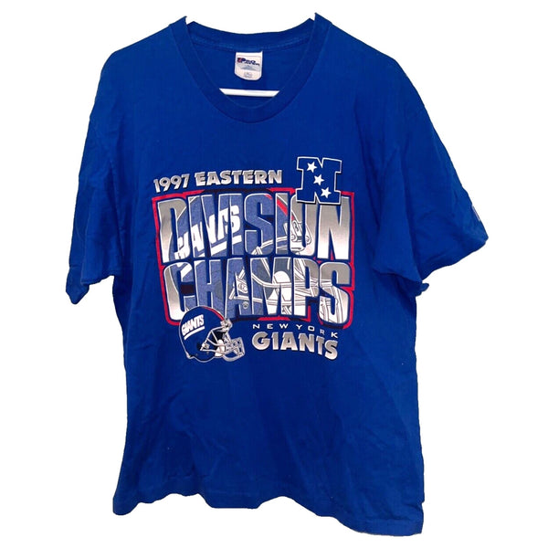 New York Giants NFL 1997 Division Champs T Shirt Sz. XL Blue Pro Player Vintage